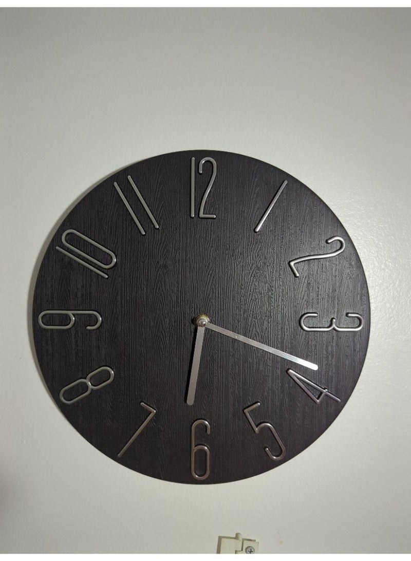 Arabest ساعة حائط بتصميم عصري بسيط. حركة دقيقة صامتة للغاية. تقليد خشبي. ساعات حائط غير رقمية لغرفة المعيشة أو غرفة النوم أو المطبخ أو المكتب. 30 سم - Image 2