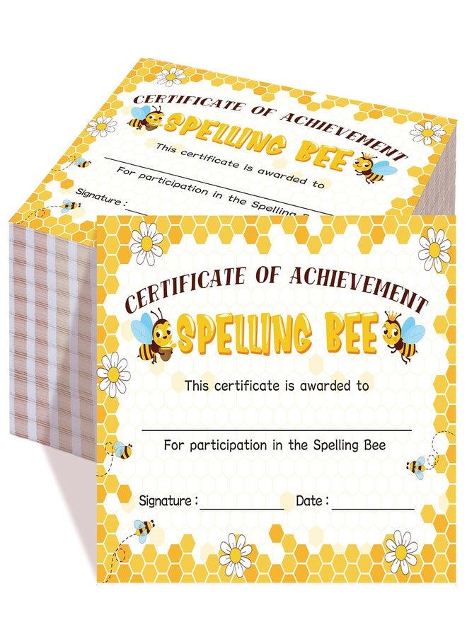 Affrolling 100 Pcs Spelling Achievement Certificates Spelling Bee Award 11 x 8 Inch Certificate of Achievement Recognition for Kids Adults Competitions Trophy Party Supplies - Image 1