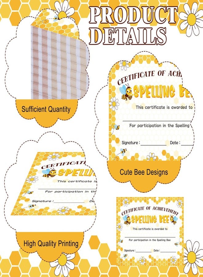 Affrolling 100 Pcs Spelling Achievement Certificates Spelling Bee Award 11 x 8 Inch Certificate of Achievement Recognition for Kids Adults Competitions Trophy Party Supplies - Image 3