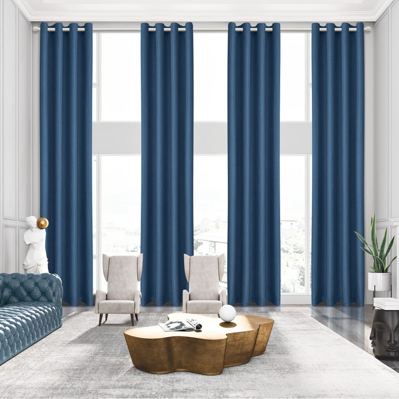 MASWOND MASWOND Extra Long Navy Linen Curtains for High Ceiling  2 Story Curtains 240 Inch Length Room Darkening Window Grommet Drapes for Living Room Sliding Door Navy 1 Panel 50 W x 240 L 