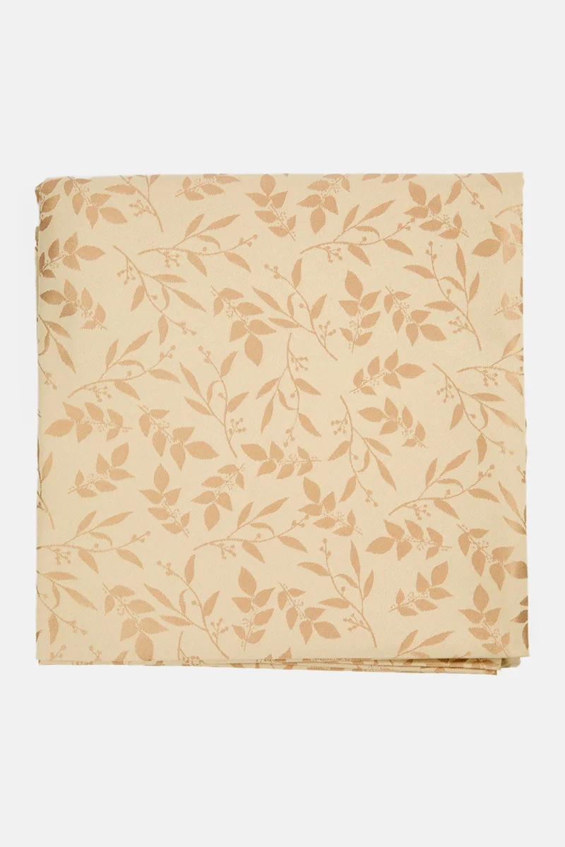 Muy Mucho Mantel Jacquard Impermeable Table Cloth 175 cm Diameter, Tan