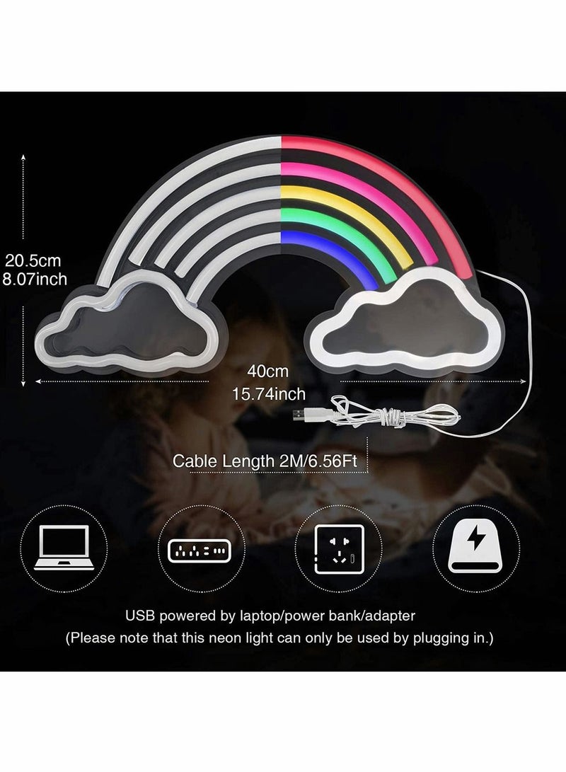 Excefore LED Neon Light Signs, Rainbow Cloud Neon Room Decor Lights for Bedroom Wall, USB-Powered Neon Night Lights Gift for Children, Home Decorations for Birthday Party - Image 5