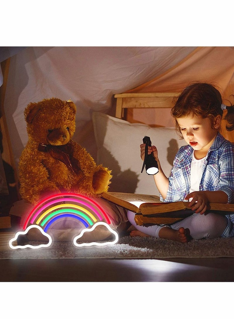 Excefore LED Neon Light Signs, Rainbow Cloud Neon Room Decor Lights for Bedroom Wall, USB-Powered Neon Night Lights Gift for Children, Home Decorations for Birthday Party - Image 2