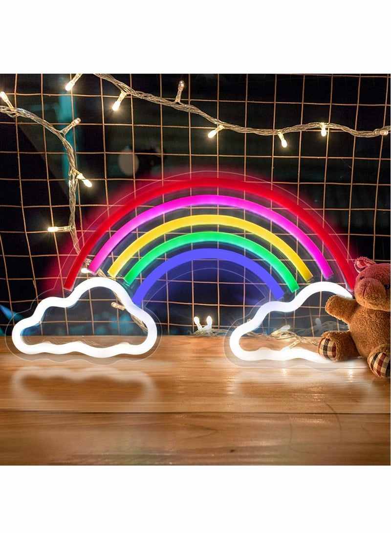 Excefore LED Neon Light Signs, Rainbow Cloud Neon Room Decor Lights for Bedroom Wall, USB-Powered Neon Night Lights Gift for Children, Home Decorations for Birthday Party - Image 1