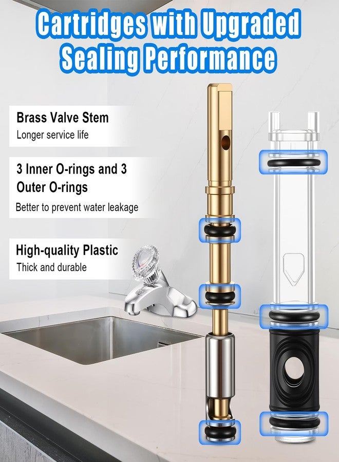 Enhon 4 Pack Dual Seal Cartridge Replacement Compatible with Moen 1225 1225B, One Handle Lavatory and Bathroom Faucet Cartridge Fits Single Handle Faucet/Showers, Brass - Image 3
