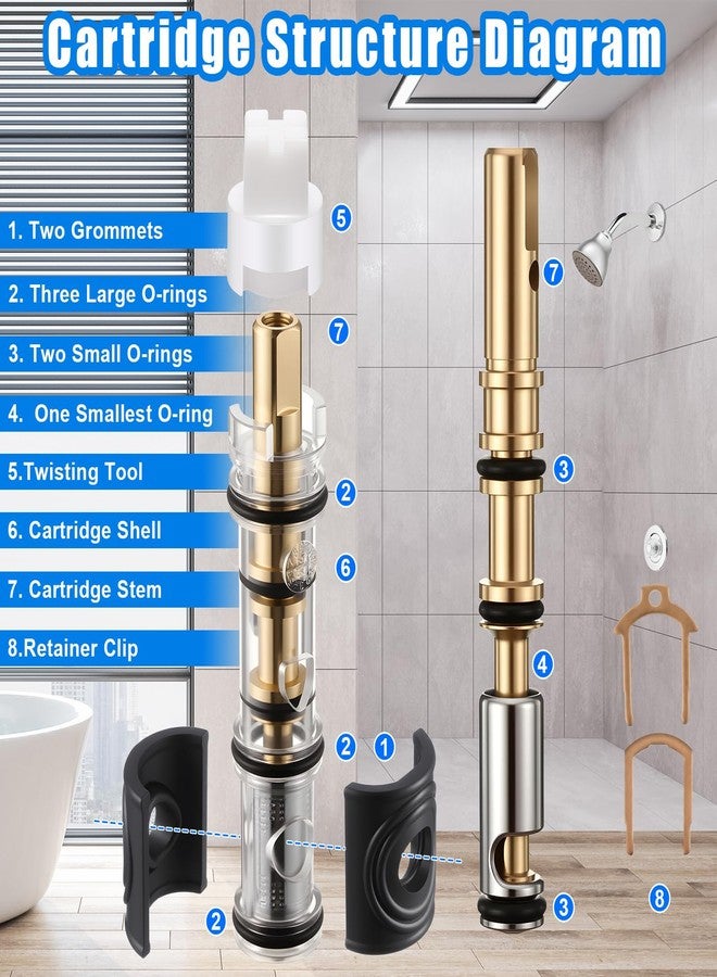 Enhon 4 Pack Dual Seal Cartridge Replacement Compatible with Moen 1225 1225B, One Handle Lavatory and Bathroom Faucet Cartridge Fits Single Handle Faucet/Showers, Brass - Image 5
