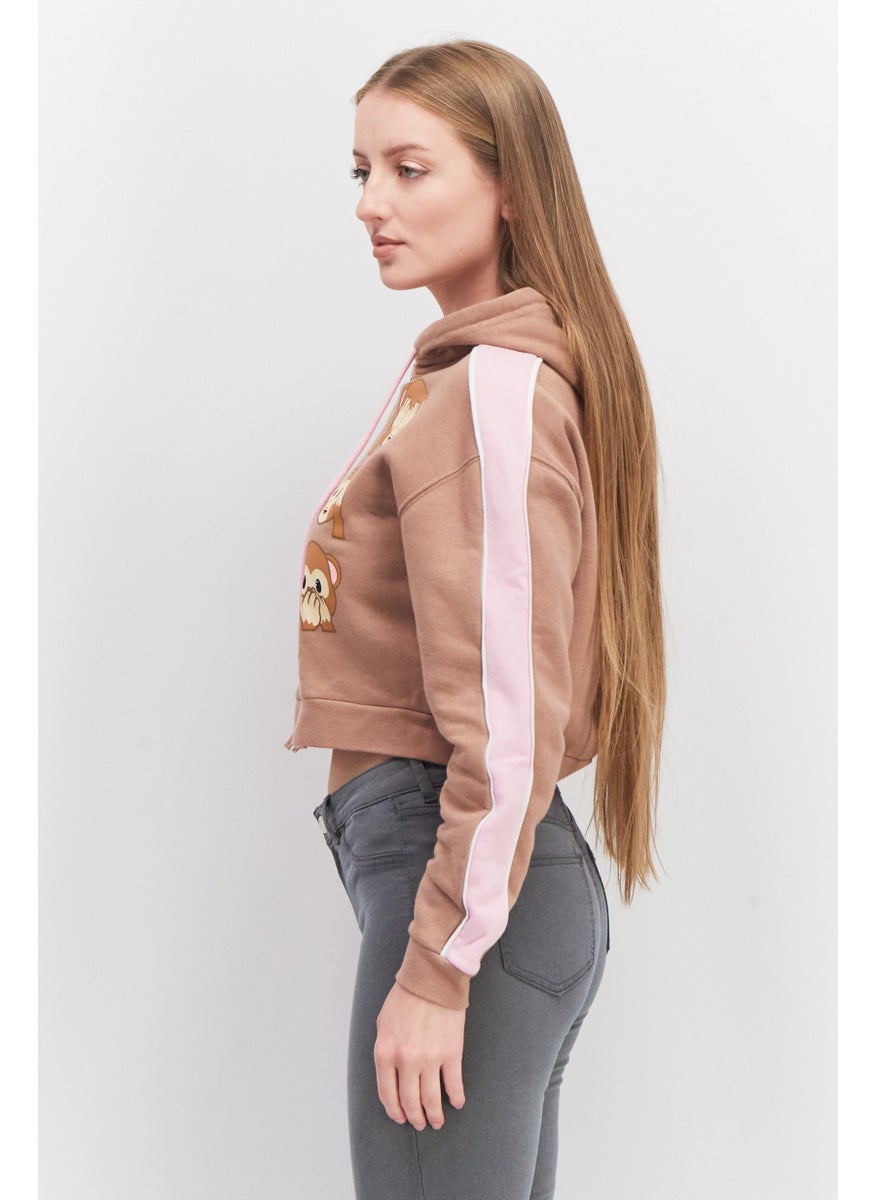 Don't Call Me Jennyfer - Women Emoji Print Long Sleeve Hoodies, Brown/Pink - Image 1