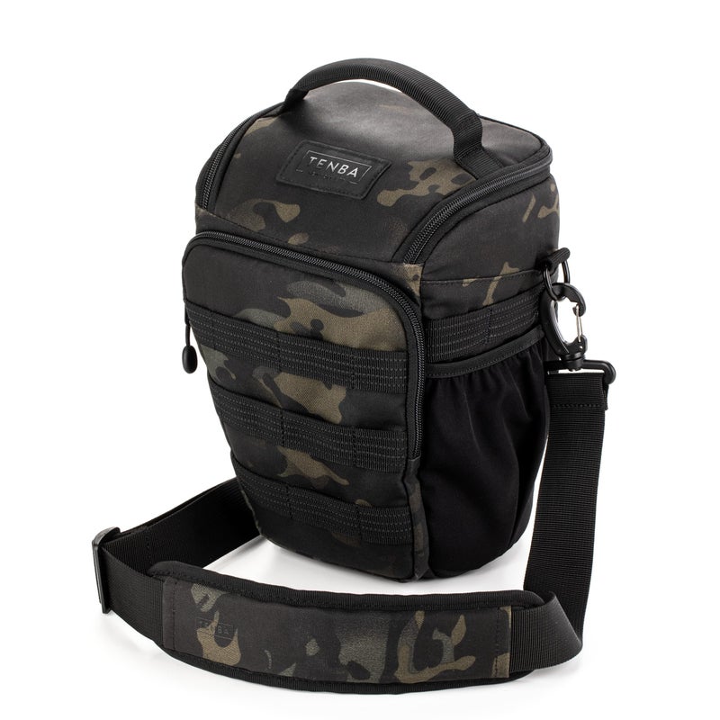 Tenba Axis v2 4L Top Loader Camera Bag for DSLR or Mirrorless Camera with Attached 2470mm or 70200mm 28 When Bag is expanded Multicam Black 637751