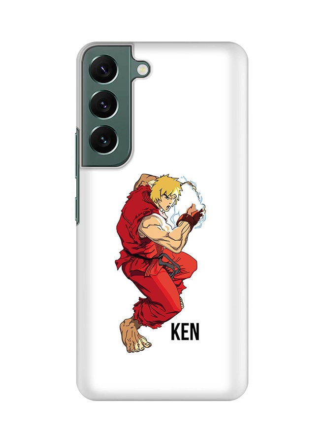 Stylizedd Case for Samsung Galaxy S22 5G Slim Snap Classic Series Shield Matte Finish Print - Street Fighter - Ken (White) - Image 1