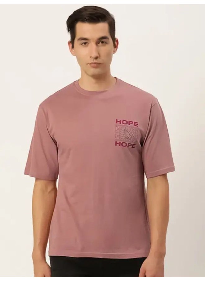 Maniac Maniac Men Printed Round Neck Half Sleeve Cotton Pink Slim Fit Tshirt  - Image 4