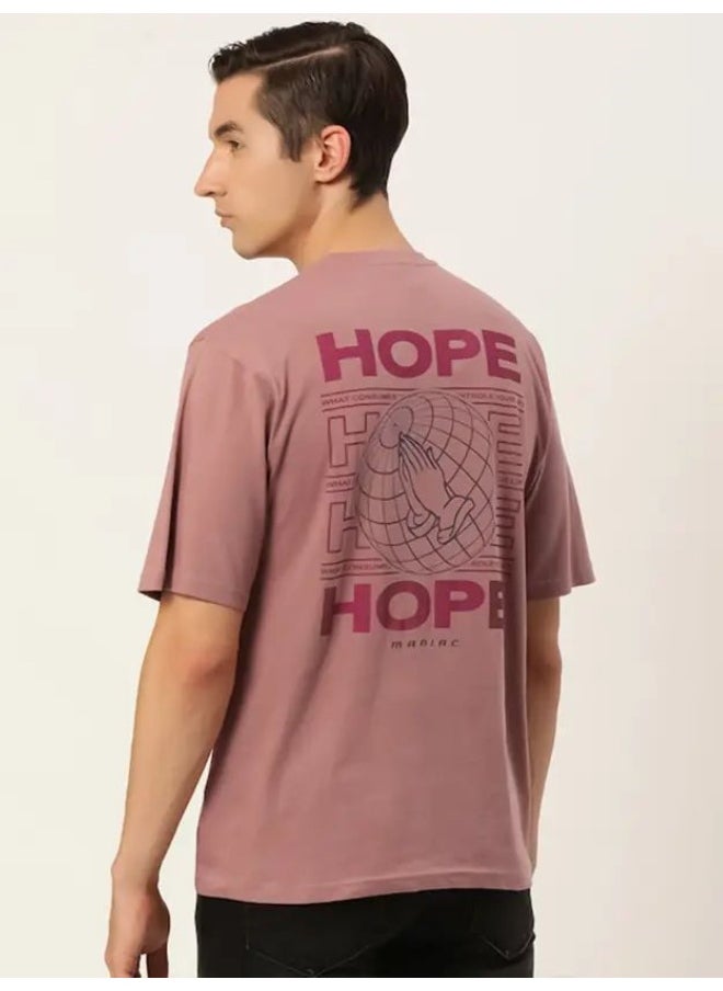 Maniac Maniac Men Printed Round Neck Half Sleeve Cotton Pink Slim Fit Tshirt  - Image 3