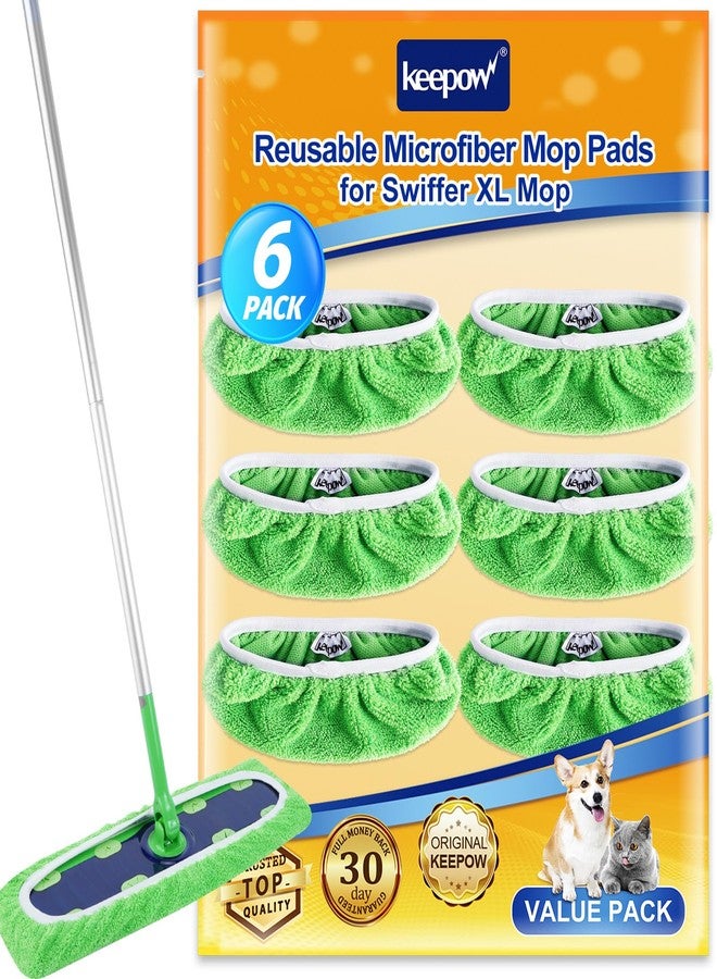 KEEPOW Reusable Mop Refill Pads Replacement Compatible with Swiffer Wet Pads Refill XL Size, XL Mop, Dry Sweeping Cloths for Hardwood Floor Cleaning, 6 Pack - Image 1