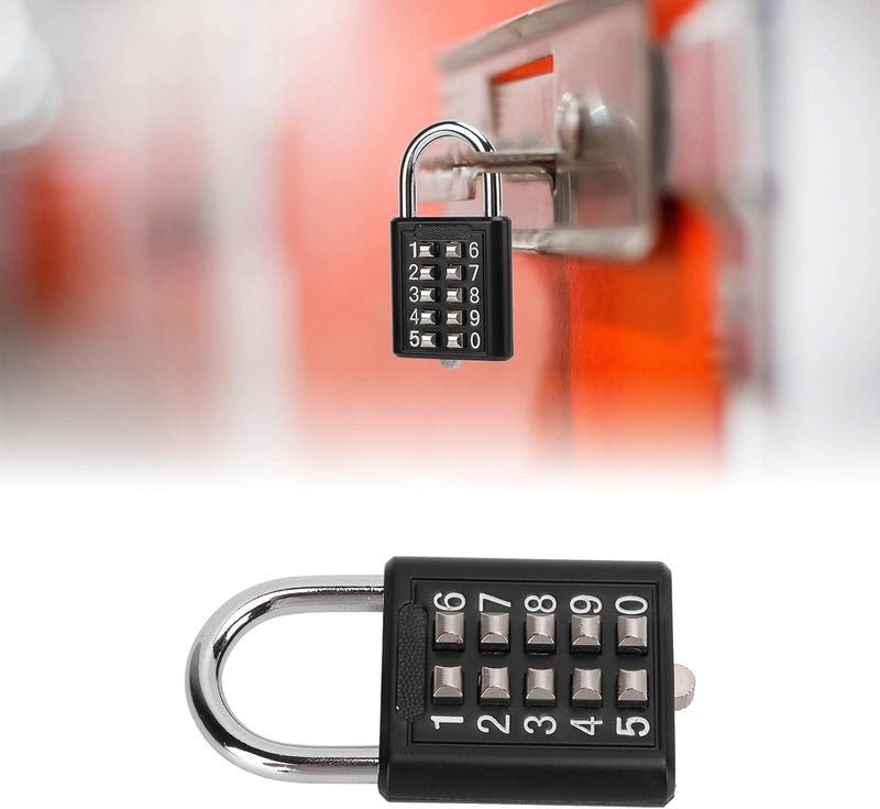 klarako 10 Digits Combination Lock Outdoor Waterproof Combination Padlock Black Security Code Padlock for Gym Cabinet Gate Toolbox Suitcase - Image 2
