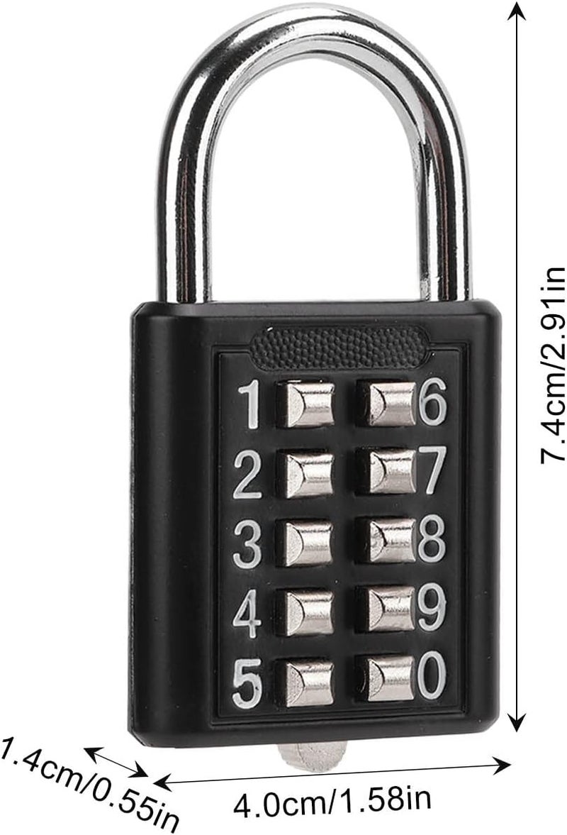 klarako 10 Digits Combination Lock Outdoor Waterproof Combination Padlock Black Security Code Padlock for Gym Cabinet Gate Toolbox Suitcase - Image 3