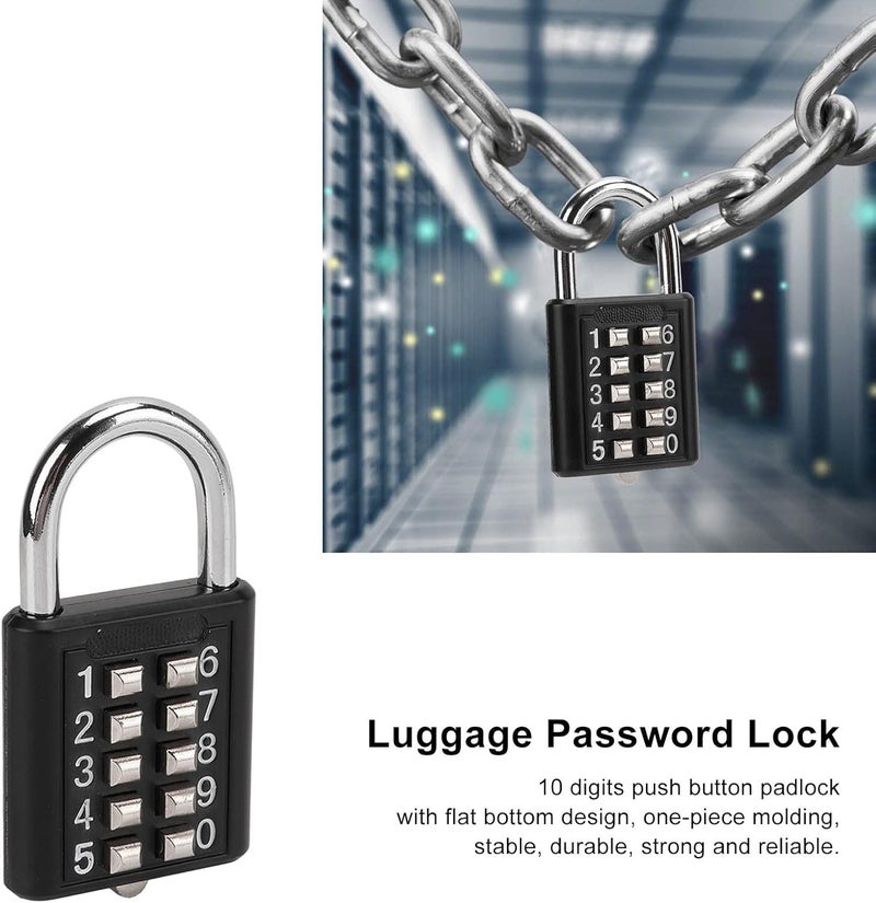 klarako 10 Digits Combination Lock Outdoor Waterproof Combination Padlock Black Security Code Padlock for Gym Cabinet Gate Toolbox Suitcase - Image 5