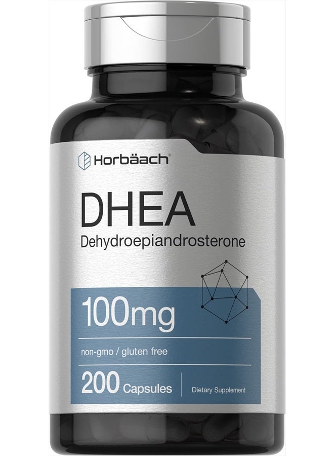 Horbaach هورباخ DHEA 100 ملغ | 200 كبسولة | مكمل خالي من الكائنات المعدلة وراثيًا وخالي من الغلوتين - Image 1