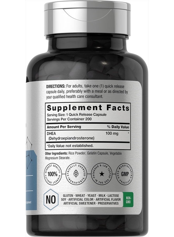 Horbaach هورباخ DHEA 100 ملغ | 200 كبسولة | مكمل خالي من الكائنات المعدلة وراثيًا وخالي من الغلوتين - Image 2