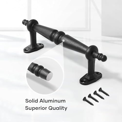 EaseLife 9" Barn Door Pull Handle, Rustic Black Cast Iron Grab, Gate Handles, Easy Install, 2 Pack - Image 4