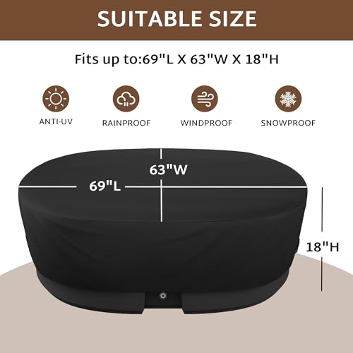 iBirdie Outdoor Waterproof 300 Gallon Stock Tank Cover for Ice Bath Cold Plunge Pool - 600D Heavy Duty Weatherproof Oval Tub Covers Compatible for Rubbermaid Water Trough - Image 2