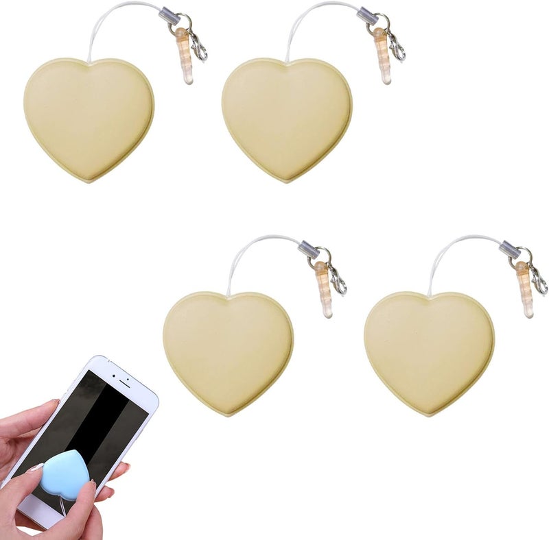 comfrt Heart-Shaped Macaron Screen Glass Cleaner - 1/2/4/6PC Mobile Phone Screen Wipes Lens Cleaner - Creative Screen Glass Cleaning Wipe Brush - Portable Keychain Key Pendant Gift (Khaki-4PC) - Image 1