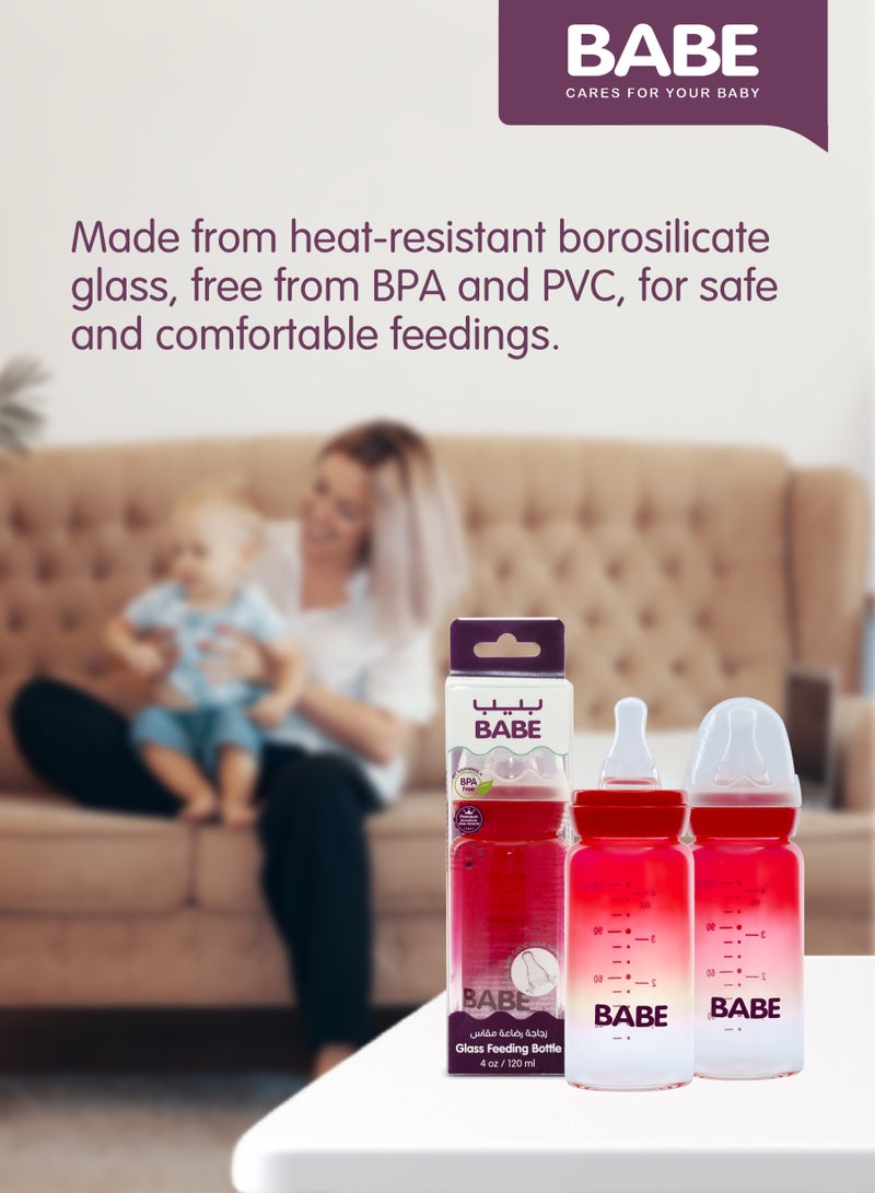 Babe زجاجة رضاعة بيبي 120 مل (4 أونصة) – حمراء - Image 5