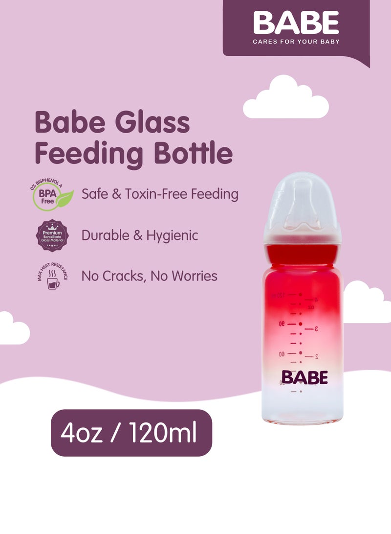 Babe زجاجة رضاعة بيبي 120 مل (4 أونصة) – حمراء - Image 4