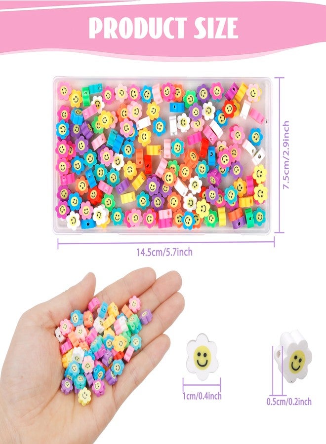 GMMA 100 Pcs Polymer Clay Beads for Bracelets Charms Making Pony Beads Shapes for Friendship Bracelets Spacer Beads Supplies for DIY Bracelet Earring Necklace Jewelry Making (Colorful Flower) - Image 2