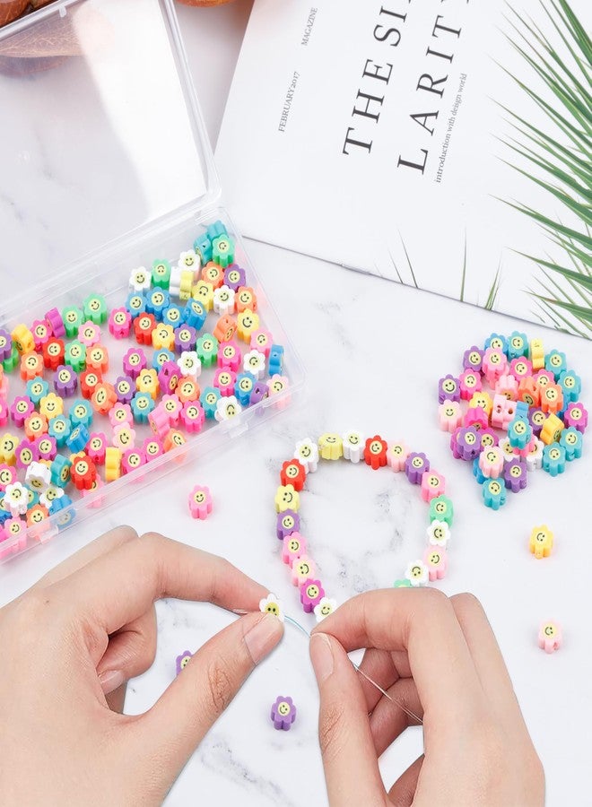 GMMA 100 Pcs Polymer Clay Beads for Bracelets Charms Making Pony Beads Shapes for Friendship Bracelets Spacer Beads Supplies for DIY Bracelet Earring Necklace Jewelry Making (Colorful Flower) - Image 4