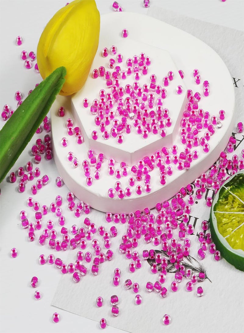 GGOOT Bulk 4mm Rose Red Seed Beads for Jewelry Making 110 Grams About 160pcs,6/0 Glass Craft Beads for Making Earrings, Bracelets, Pendants, Waist Jewelry, DIY Handmade Seed Beads (Rose Red-AB, 4m  - Image 2