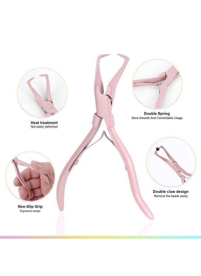 Ehdis Hair Extension Beading Tool Kit Stainless Steel Hair Extensions Micro Link Bead Closer And Remover Pliers Set, Beads Hair Pulling Hook & Micro Ring Loop Tool Set  - Image 1