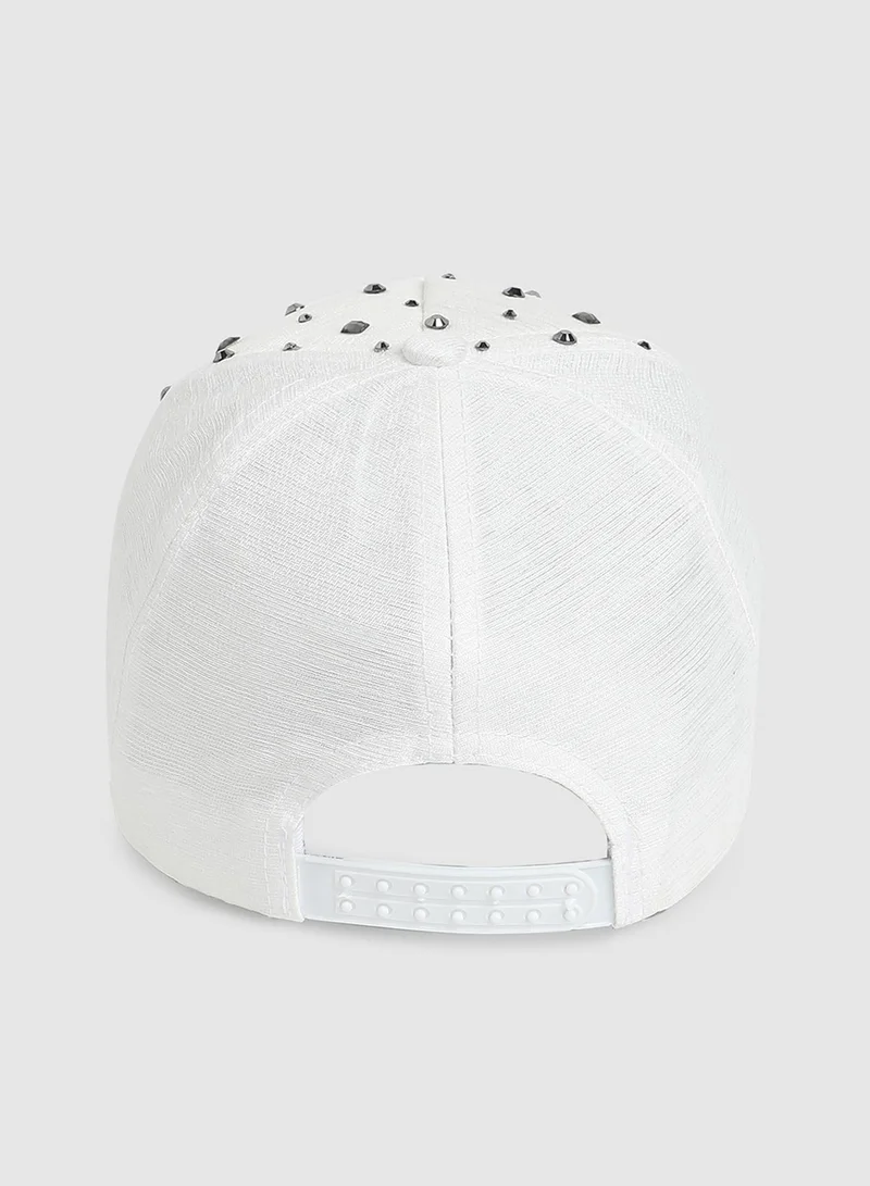 Haute Sauce Maxi Studded Baseball Cap - White