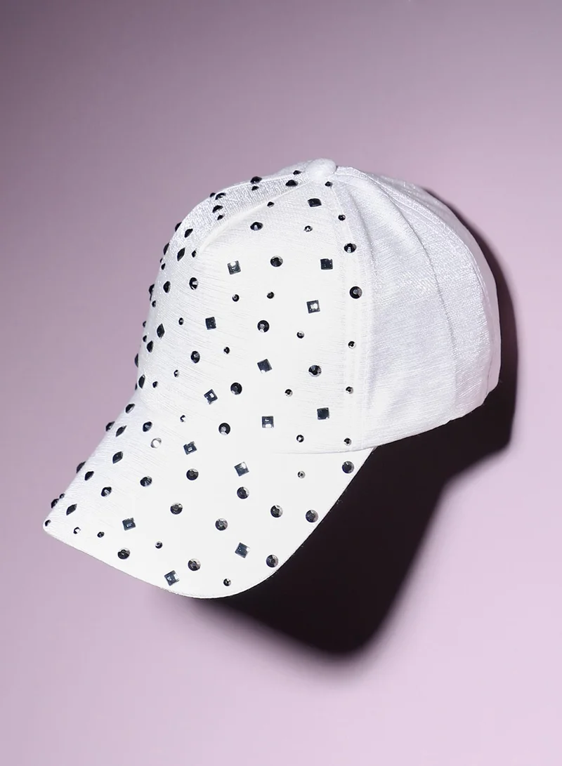 Haute Sauce Maxi Studded Baseball Cap - White