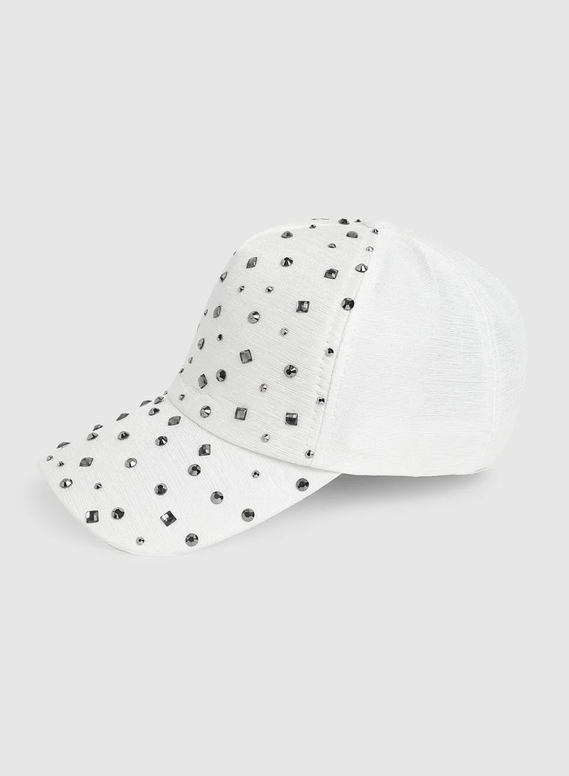 Haute Sauce Maxi Studded Baseball Cap - White