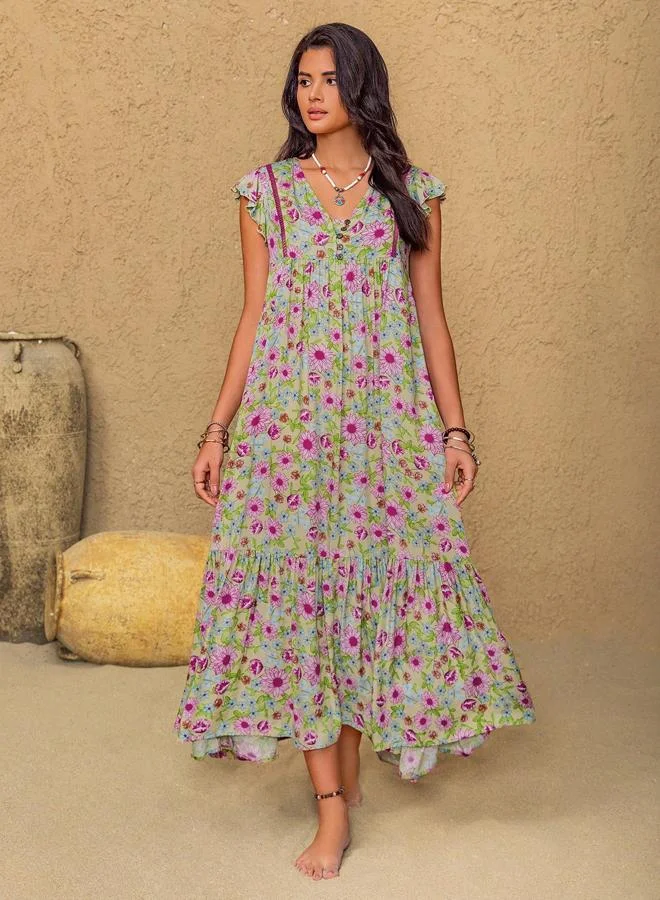 Take Two Take Two Women V Neck Floral Maxi Dress