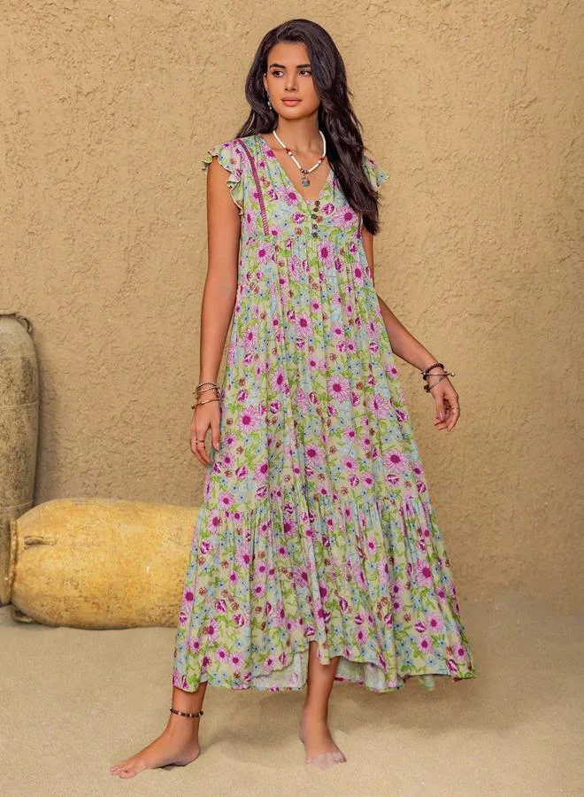 Styli Styli Women V Neck Floral Maxi Dress