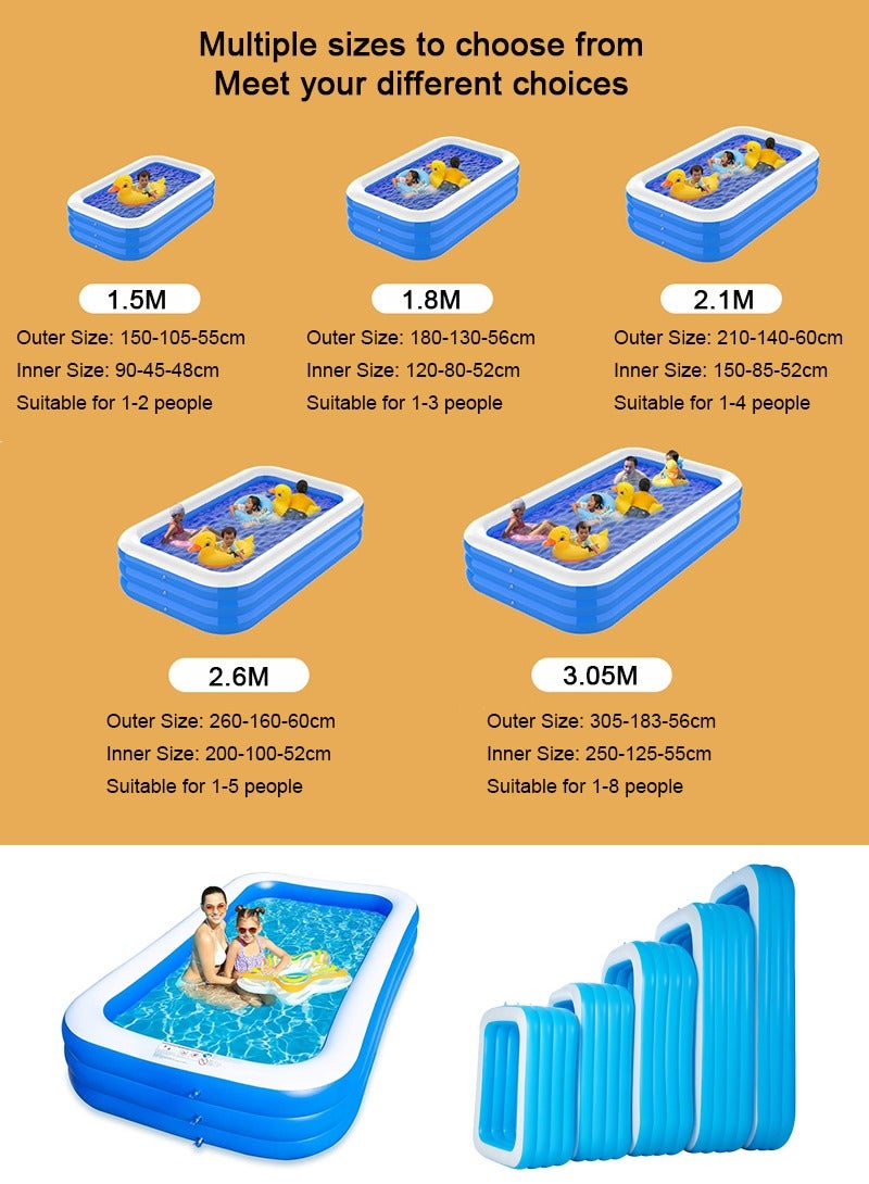 TAPIT 150x105x55cm Foldable Inflatable Kids Swimming Pool, 3-Layer Rectangle Shape Kid Pool for Backyard Fountain Outdoor Water Toys for Girls Boys, Suitable for 1-2 Kids  - Image 4