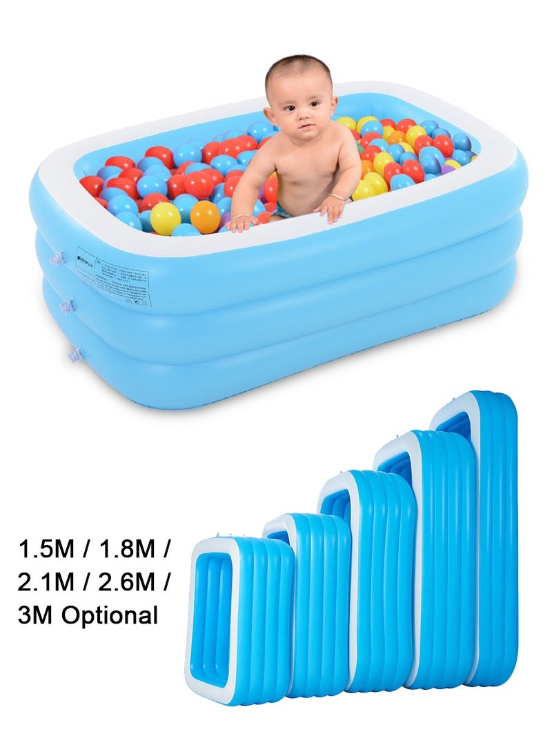 TAPIT 150x105x55cm Foldable Inflatable Kids Swimming Pool, 3-Layer Rectangle Shape Kid Pool for Backyard Fountain Outdoor Water Toys for Girls Boys, Suitable for 1-2 Kids  - Image 2