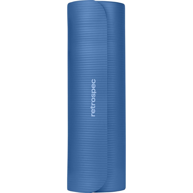 Retrospec Solana Yoga Mat 1" Thick w/Nylon Strap for Men & Women - Non Slip Exercise Mat for Home Yoga, Pilates, Stretching, Floor & Fitness Workouts - Denim Blue - Image 2