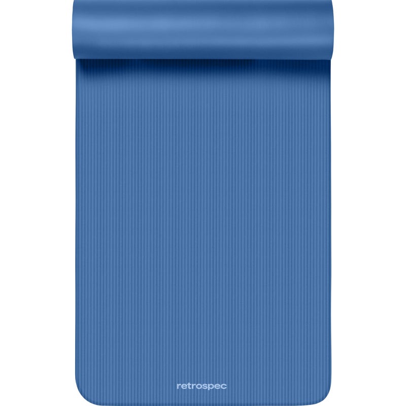 Retrospec Solana Yoga Mat 1" Thick w/Nylon Strap for Men & Women - Non Slip Exercise Mat for Home Yoga, Pilates, Stretching, Floor & Fitness Workouts - Denim Blue - Image 3