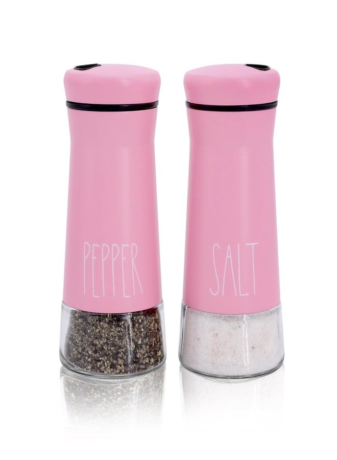 Aelga Pink Salt and Pepper Shakers with Adjustable Pour Holes, Pink Kitchen Accessories, Refillable Salt Shaker , Perfect for Black Pepper, Kosher and Sea Salts - Image 1