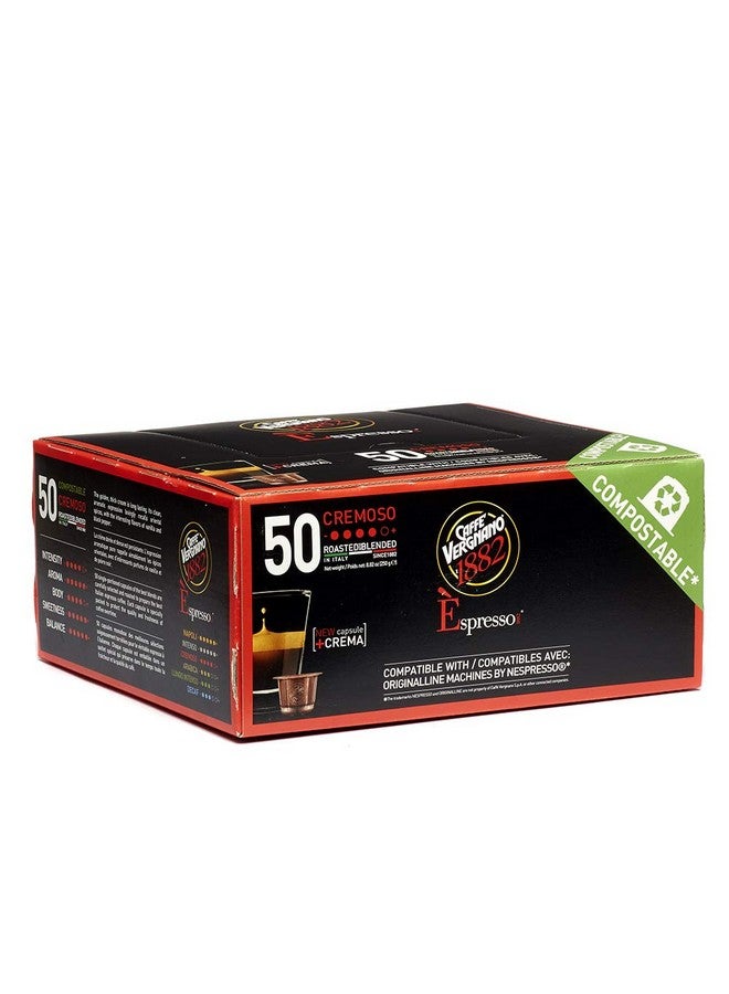 CAFFE' VERGNANO 1882 Caffe Vergnano Cremoso Capsules Compatible with Original Line Machines by Nespresso - 50 Count (Pack of 1)  - Image 1