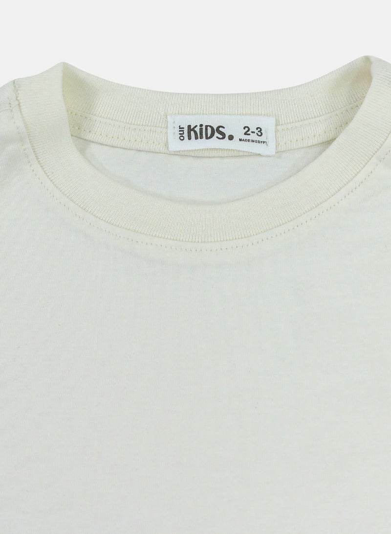 playmore Girls Cotton T-Shirt – Off-White "Inside My Flower Garden" Print - Image 3