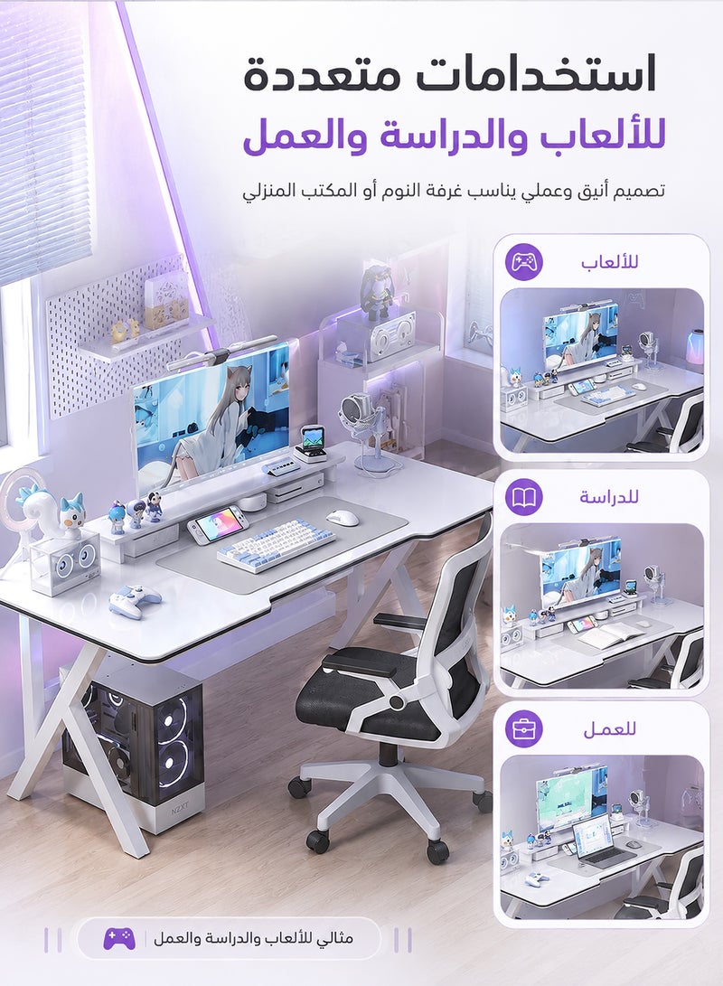 OHAHO K Shaped Gaming Desk 120cm Computer Table Home Office Computer Desk Table Large Desktop Easy to assemble - Image 1