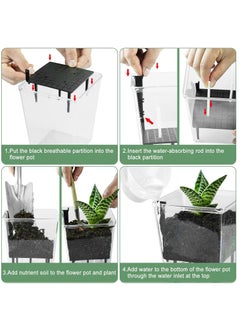 SYOSI Self Watering Pots Set 3 Packs 5/4.1/2.7 Inch Self Watering Pots for Indoor Plants Clear Planter Pot with Deep Reservoir for Plant  - Image 3