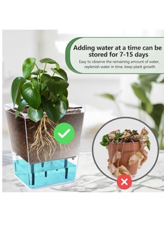 SYOSI Self Watering Pots Set 3 Packs 5/4.1/2.7 Inch Self Watering Pots for Indoor Plants Clear Planter Pot with Deep Reservoir for Plant  - Image 4