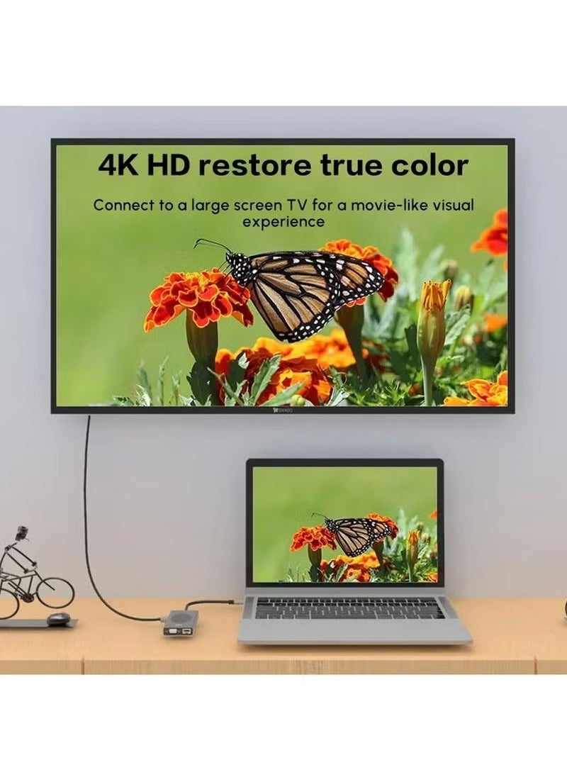 Docking Station 13 in 1 Hub Adapter TYPE C to USB3.0*2+USB2.0+PD+RJ45+HD MI+Audio+VGA+TF+SD Slot+UCB-C DATA*2+Wireless Charger