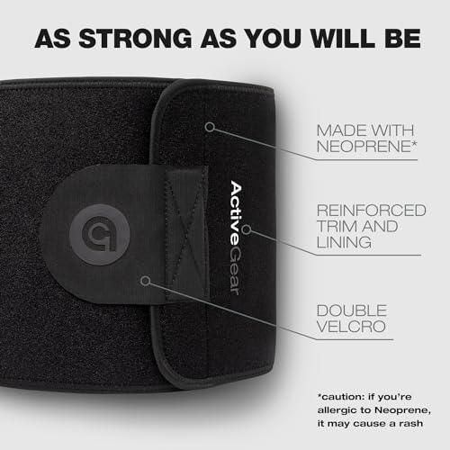 ActiveGear Waist Trimmer Belt for Stomach and Back Lumbar Support, Large: 9" x 46" - Charcoal - Image 2