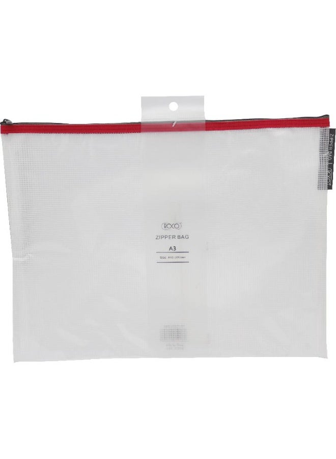 Document Pouch A3 Top load Opening Clear/Pink Accent