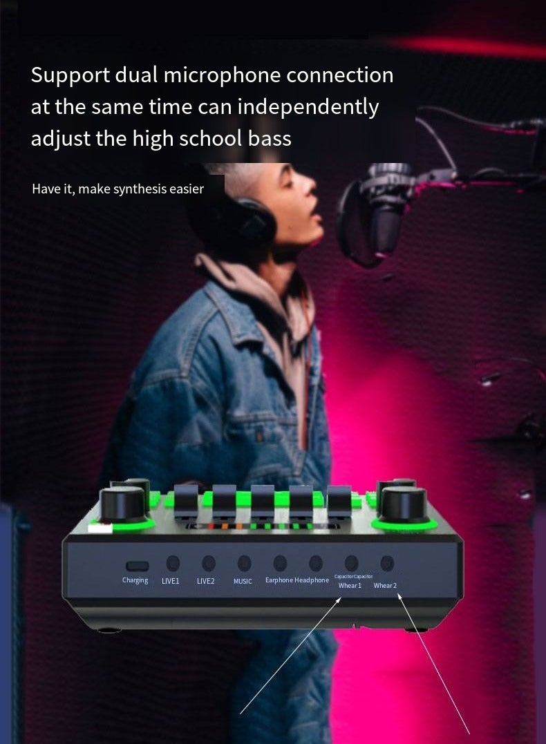 V9SJ Live Sound Card Audio Mixer，Live Streaming Voice Changer Card With Multiple Effects Audio，for PS4/Phone/iPad/Computer,Live broadcast  - Image 5