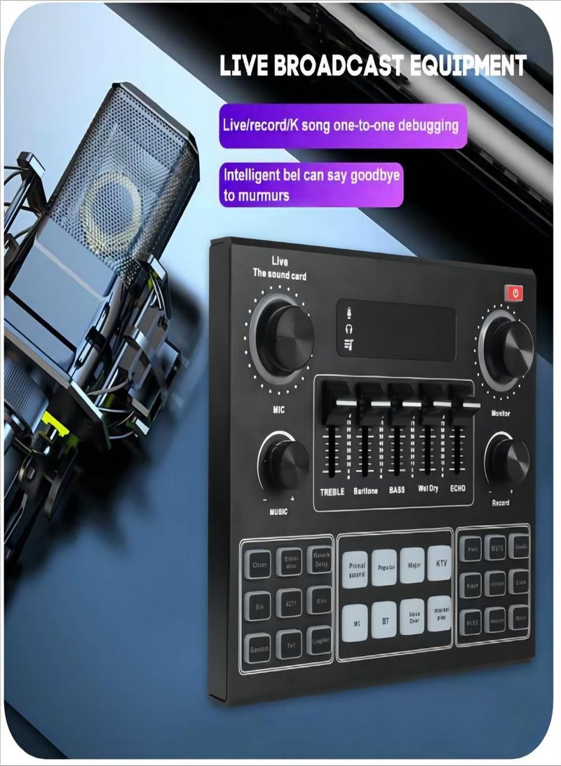 V9SJ Live Sound Card Audio Mixer，Live Streaming Voice Changer Card With Multiple Effects Audio，for PS4/Phone/iPad/Computer,Live broadcast  - Image 3